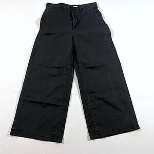 EVERLANE Womens Black Cropped Wide Leg High Rise Denim Pants Jeans Size 4